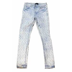 Purple Brand Jacquard monogram Denim Slim Fit Low Rise Jeans 31 POO1